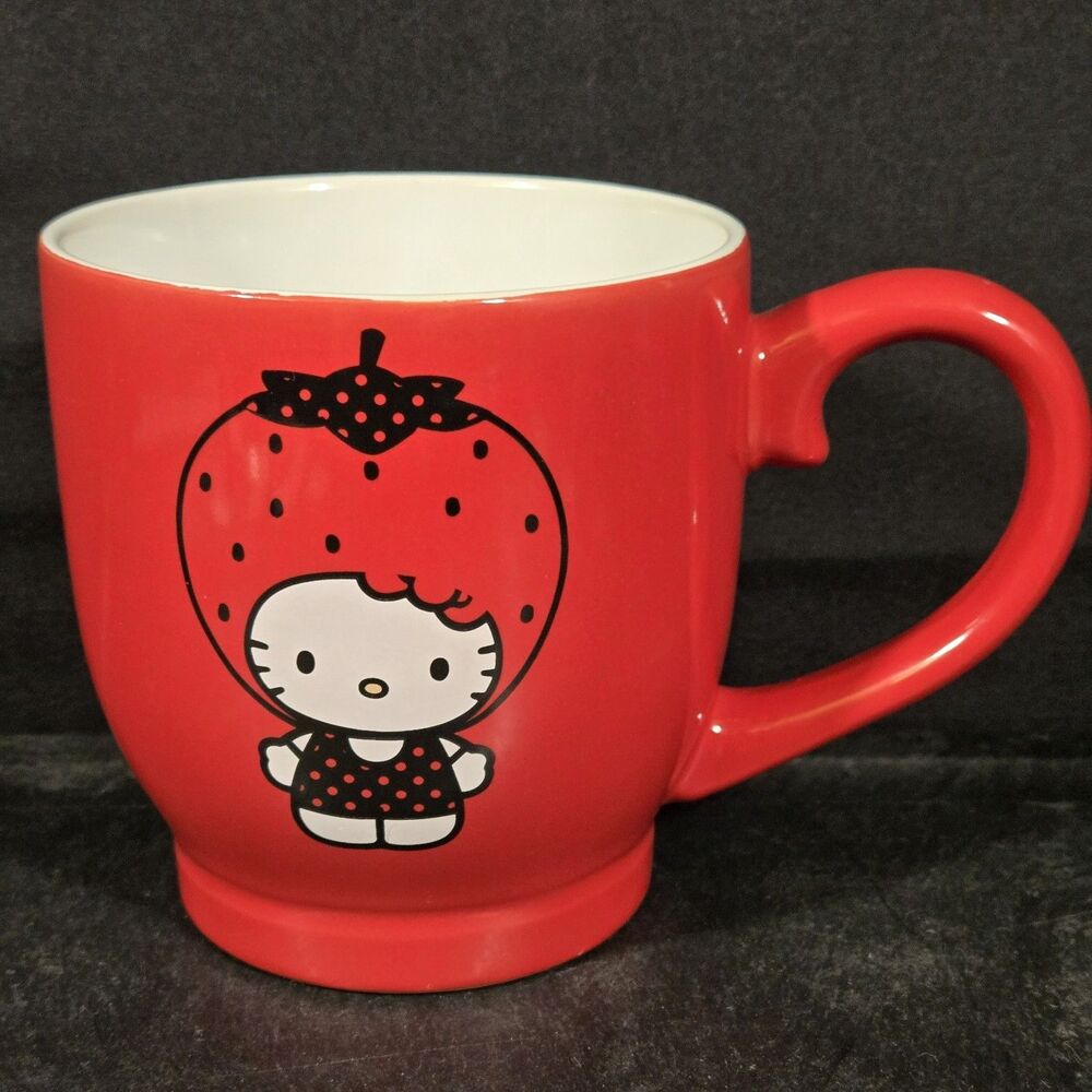 Hello Kitty Sanrio Strawberry Mug 16oz Red Coffee Cup Cute Kawaii Fruit NEW